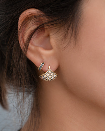 Black and White Diamond Fan Earrings