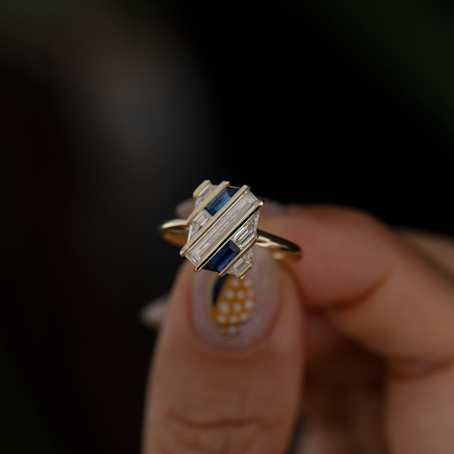 Quilted Sapphire and Diamond Ring