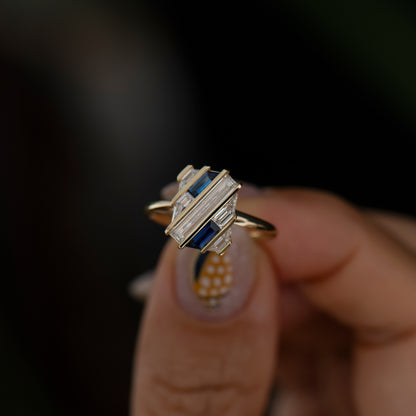 Quilted Sapphire and Diamond Ring