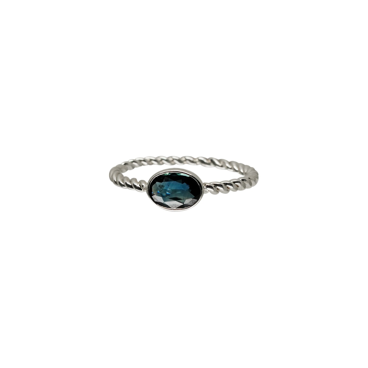 Sapphire Oval ring with twisted band