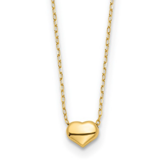 Puffed Gold Heart Pendant