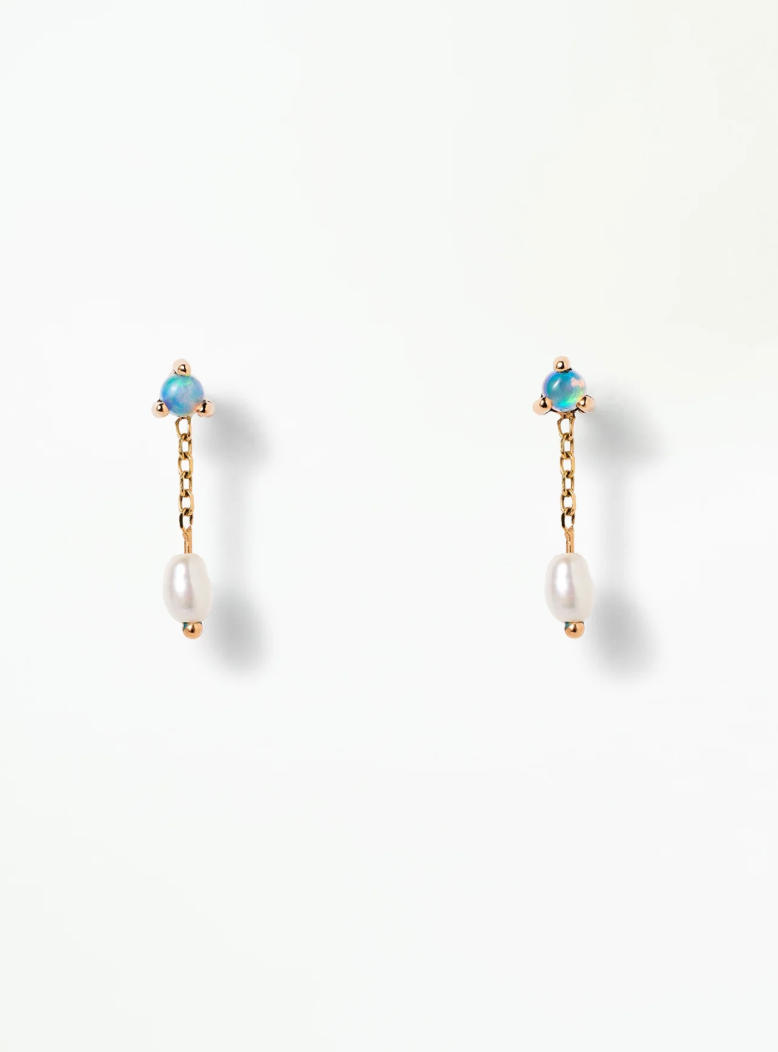 Large Opal & Pearl Shower Earrings
