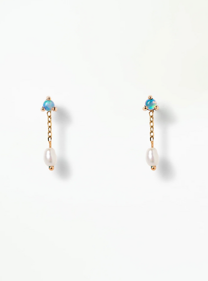 Large Opal & Pearl Shower Earrings