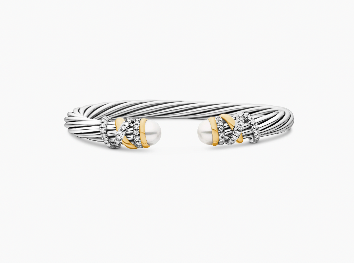 Helena Bracelet in Sterling Silver with 18K Yellow Gold, Pearls and Diamonds