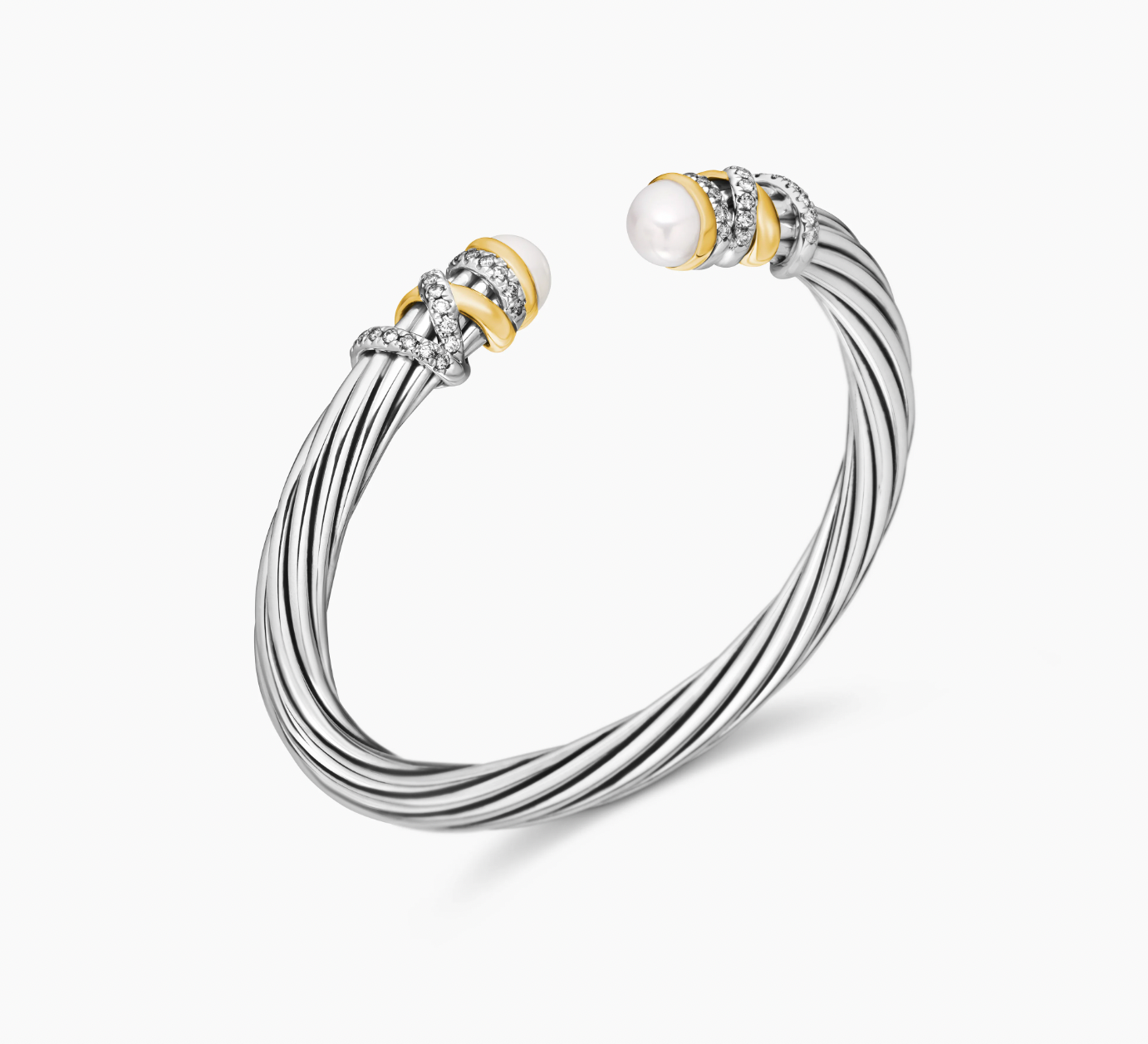 Helena Bracelet in Sterling Silver with 18K Yellow Gold, Pearls and Diamonds