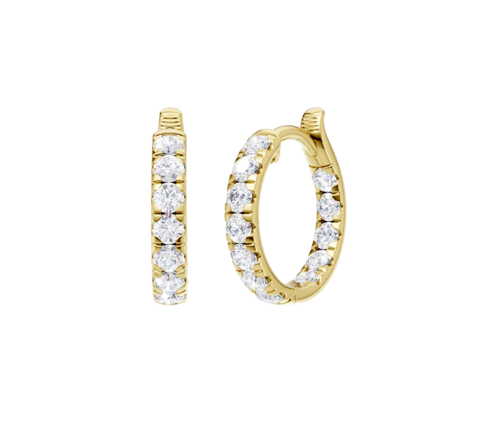 1 ct Lab Diamond Pave Huggie Earrings - Yellow Gold