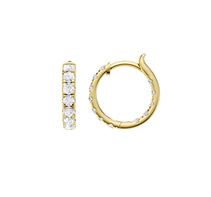 1 ct Lab Diamond Pave Huggie Earrings - Yellow Gold