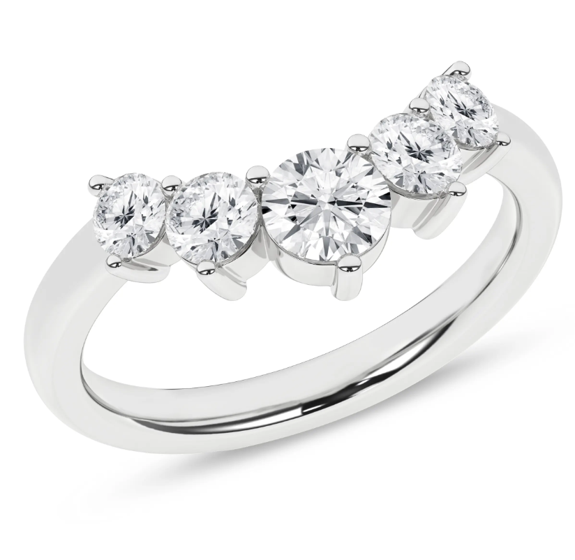 Chevron Band - White Gold