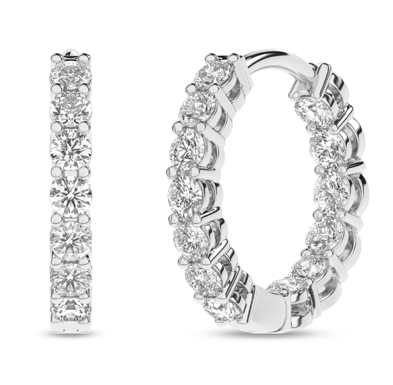 1 ct Lab Diamond Huggie Earrings - White Gold