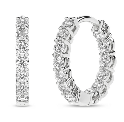 1 ct Lab Diamond Huggie Earrings - White Gold