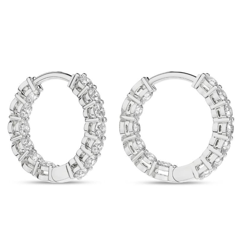 1 ct Lab Diamond Huggie Earrings - White Gold