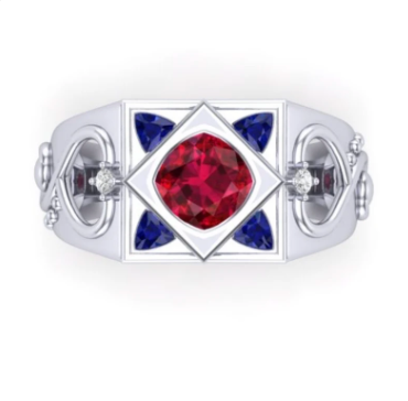 Ruby Sapphire Platinum Ring