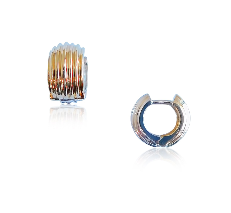 Reversible Gold Hoop Huggie Hoop Earrings