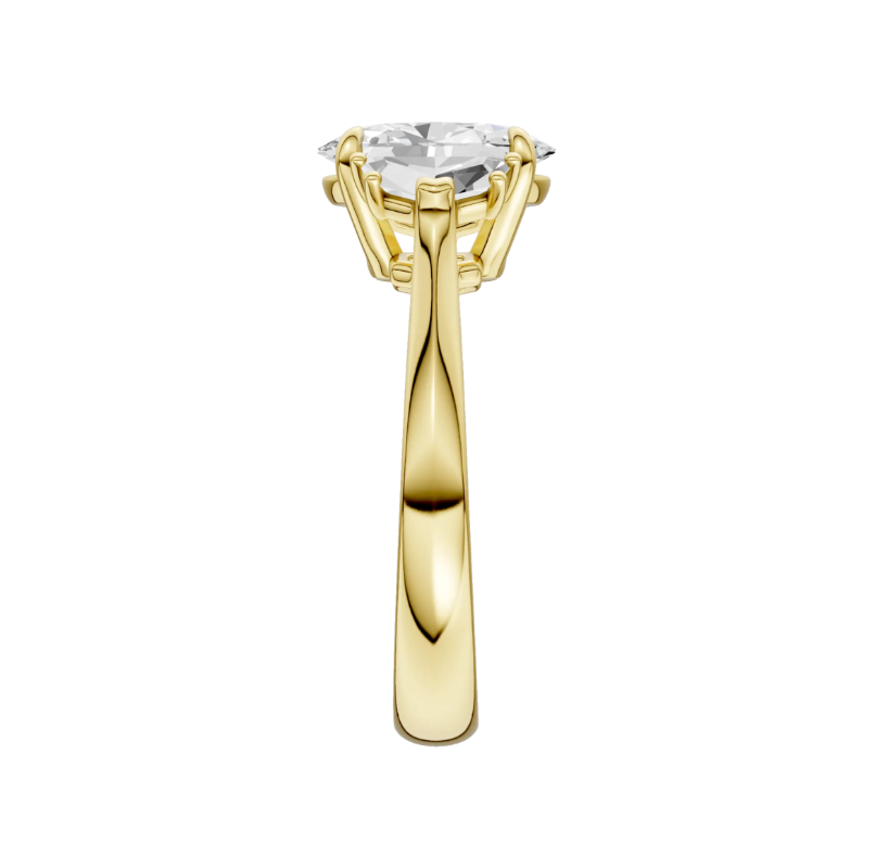 Three Stone Oval and Epaulette Diamond Engagement Ring