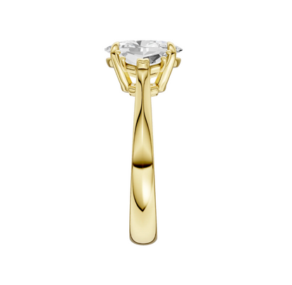 Three Stone Oval and Epaulette Diamond Engagement Ring