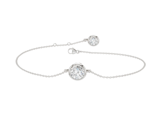 Bezel-Set Solitaire Bracelet - White Gold