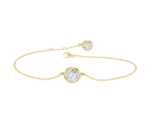 Bezel-Set Solitaire Bracelet - Yellow Gold