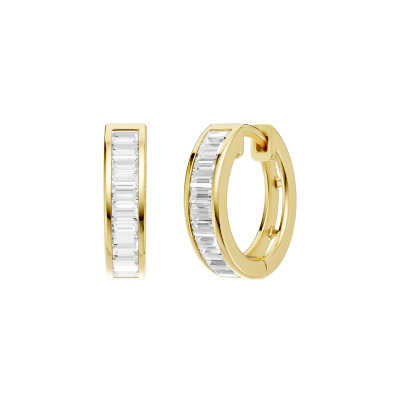 Baguette Diamond Hoops