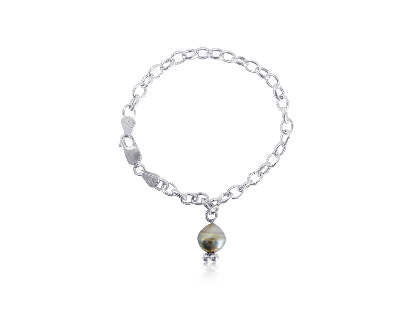 Tahitian Pearl Charm Silver Bracelet