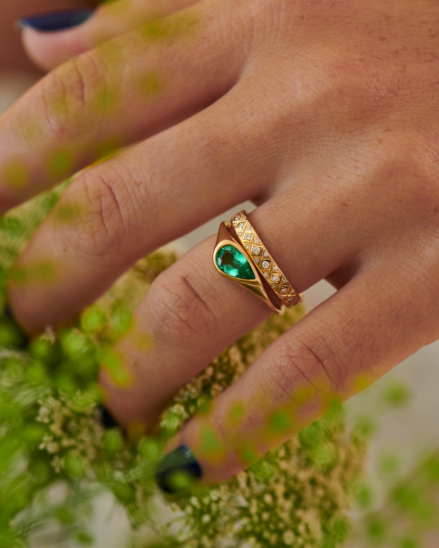 Pear Shaped Emerald Signet Ring