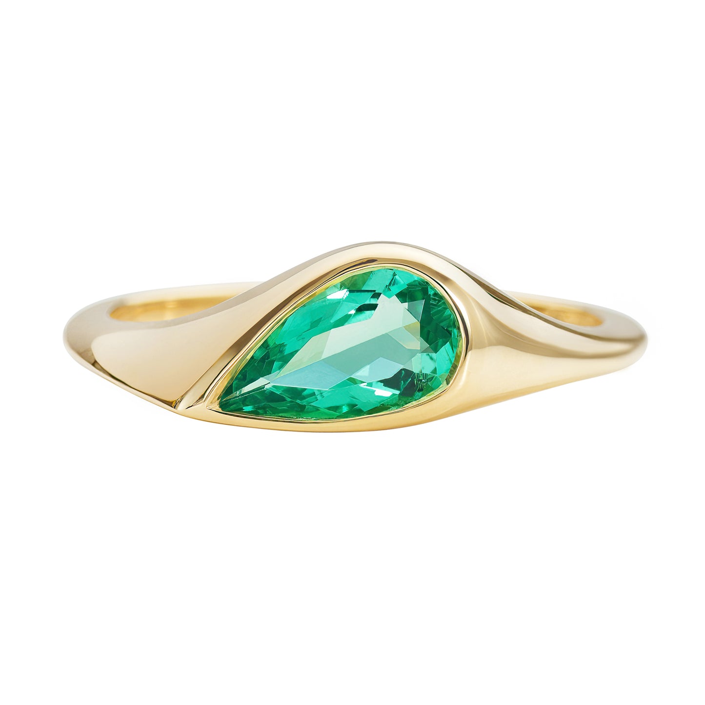 Pear Shaped Emerald Signet Ring