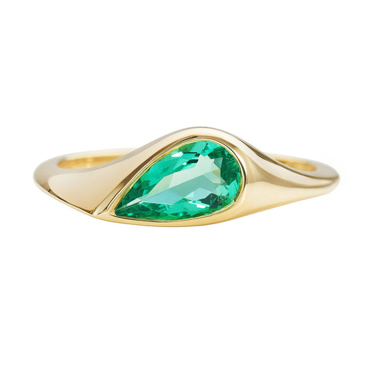 Pear Shaped Emerald Signet Ring
