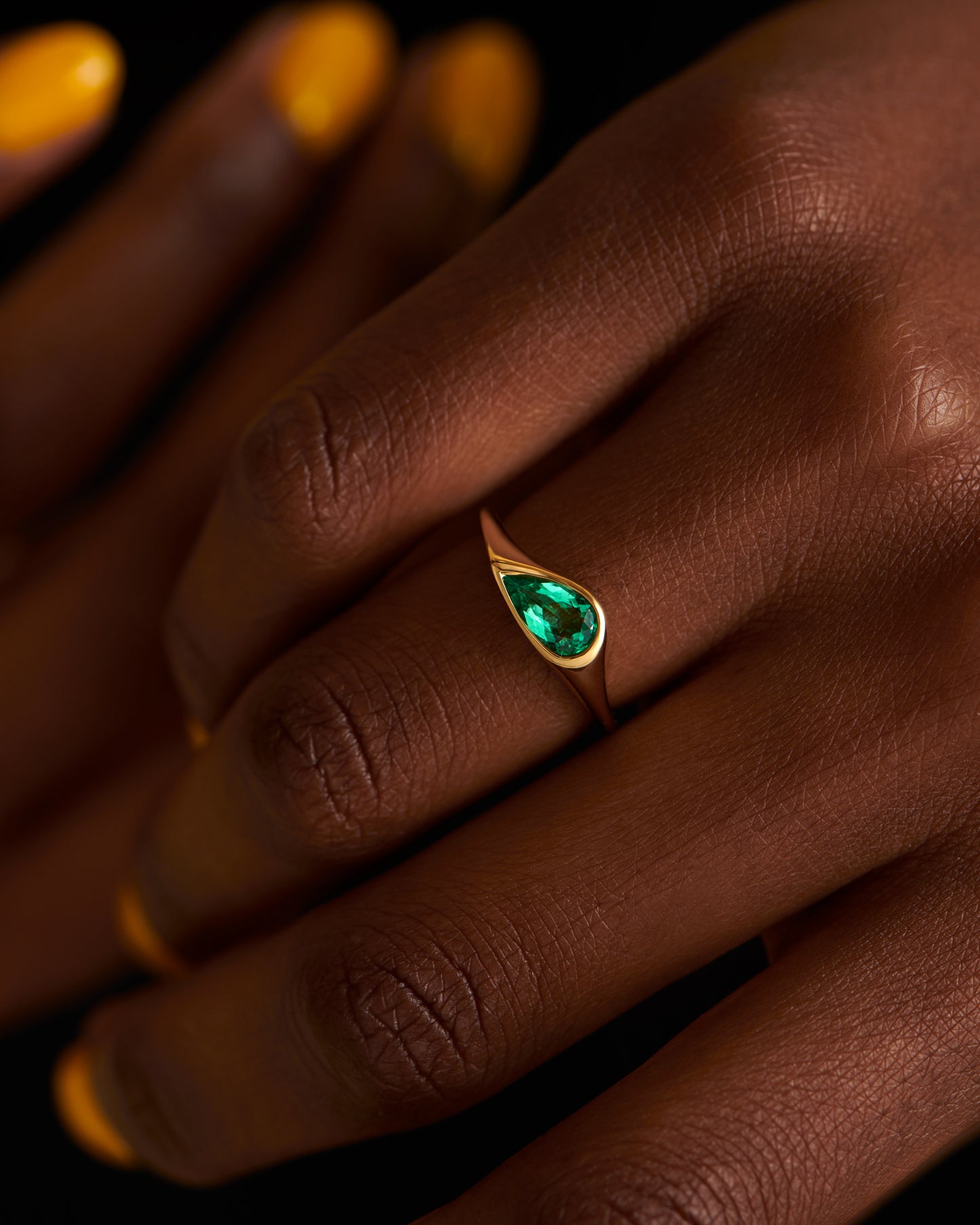 Pear Shaped Emerald Signet Ring