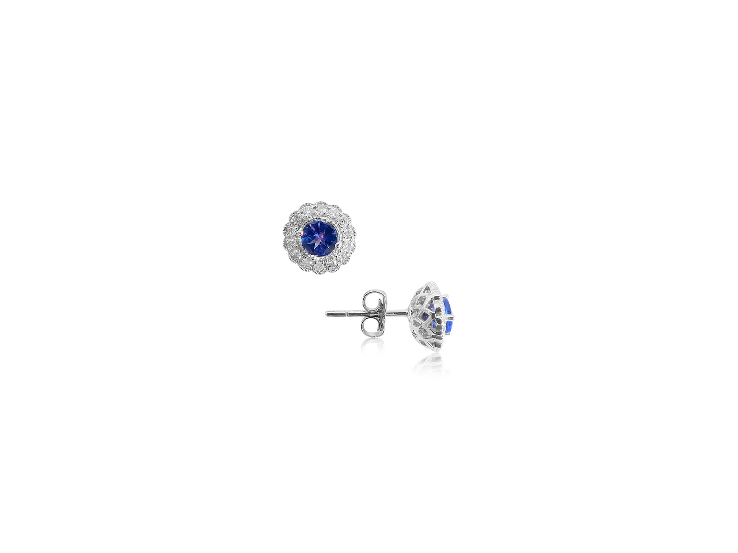 Tanzanite Earrings with Diamond Halo