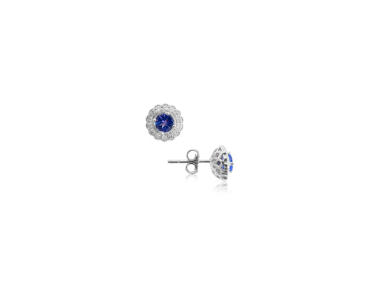 Tanzanite Earrings with Diamond Halo