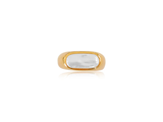 Tennessee Pearl Elongated Gold Ring