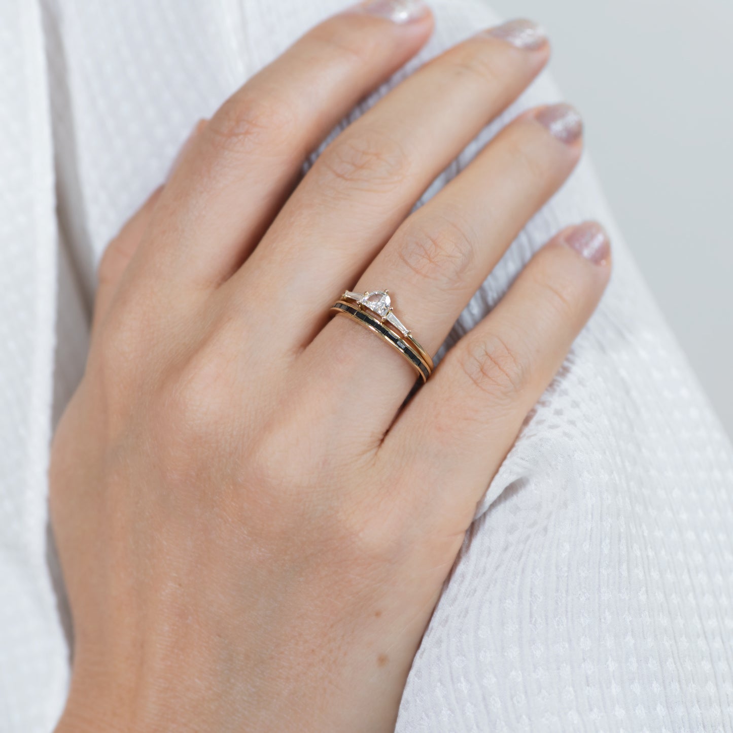 Half Moon and Tapered Baguette Ring