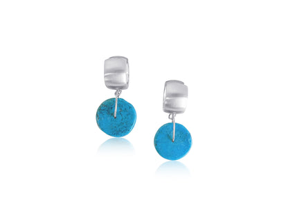 Turquoise Drop Hoop Earrings