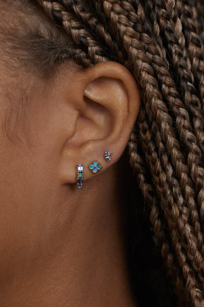 Sapphire & Opal Pillar Hoop Earrings