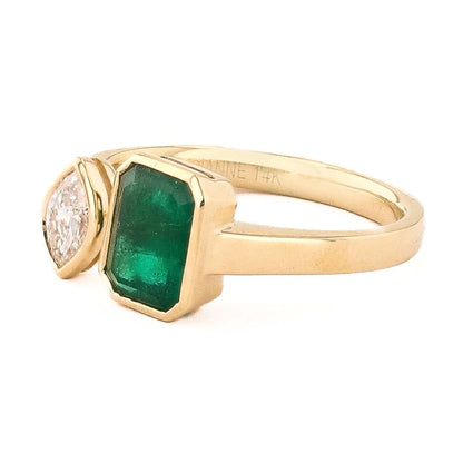 Emerald and Diamond Open Cuff Ring