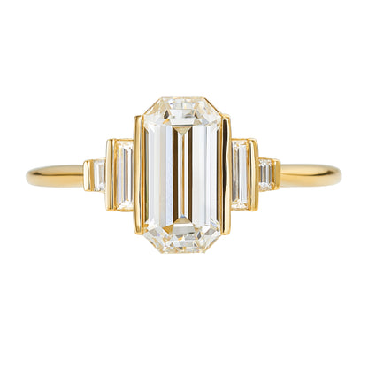 Geometric Emerald Cut Diamond Ring