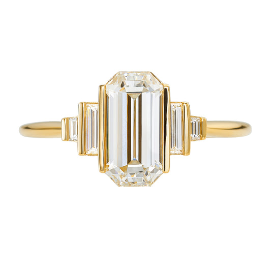 Geometric Emerald Cut Diamond Ring