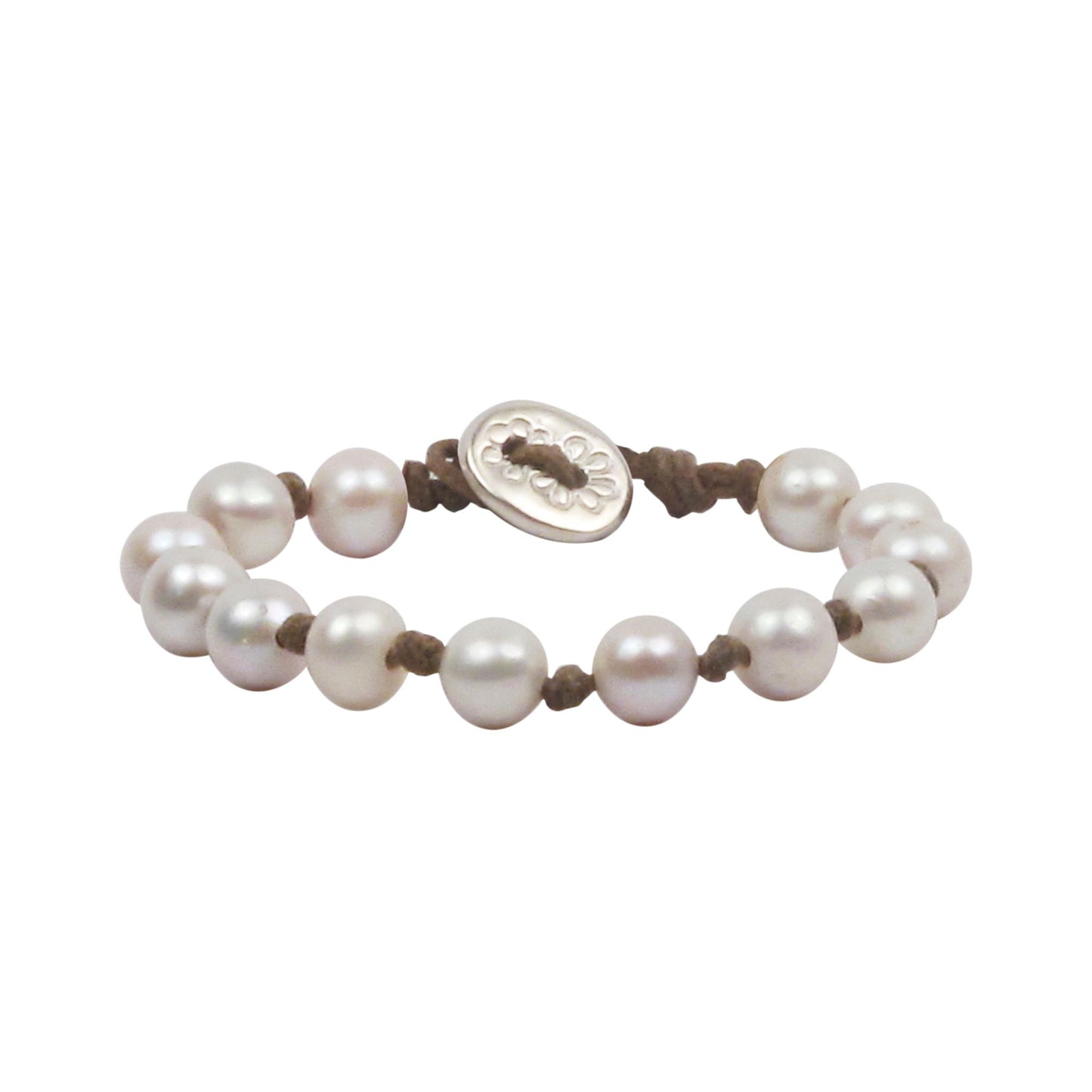 Pearl Bracelet with Silver Button