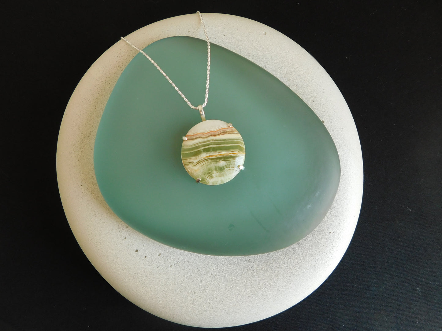 Stripped Agate Silver Pendant