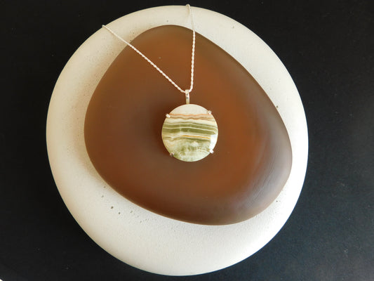 Stripped Agate Silver Pendant