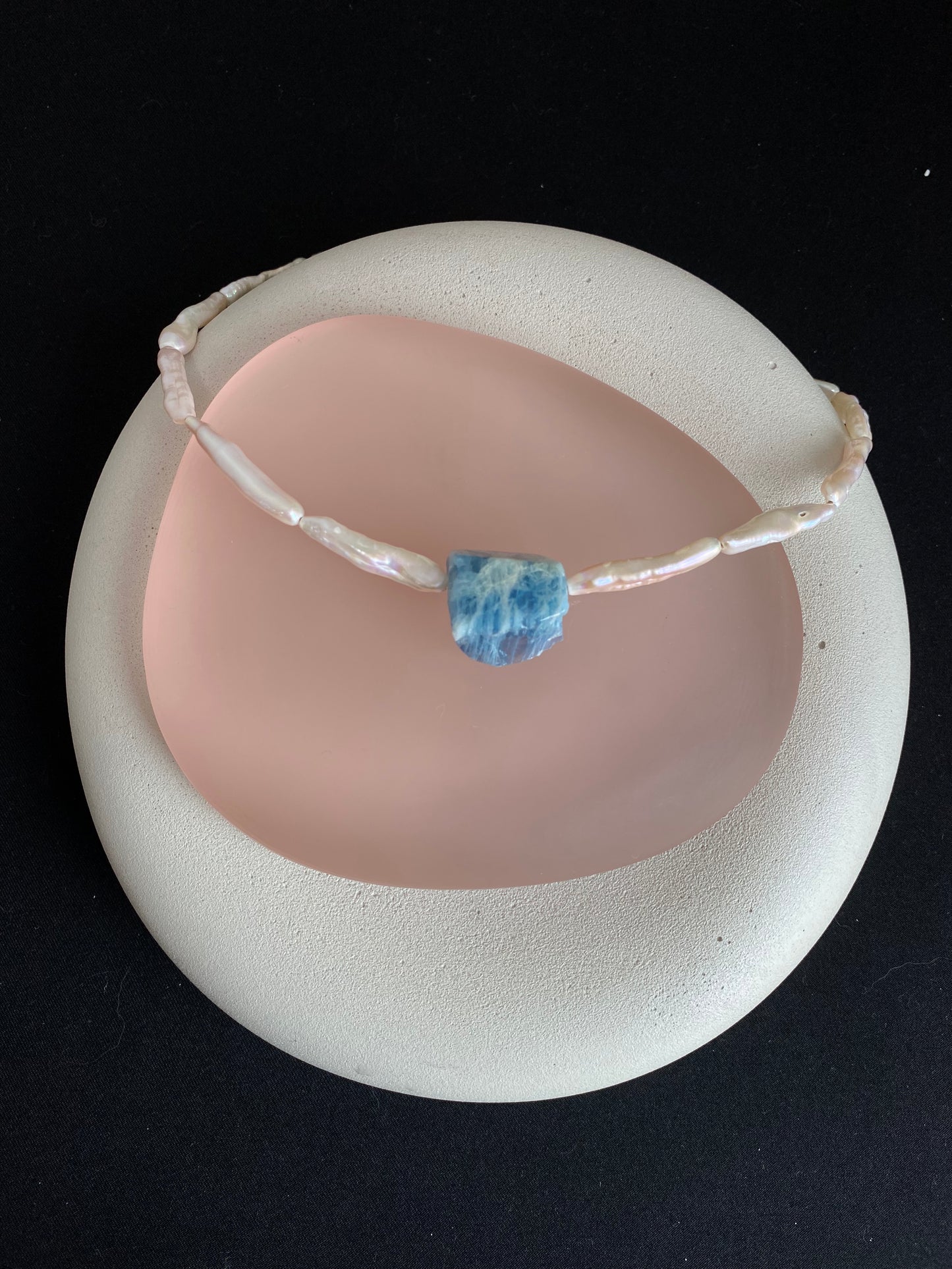 Aquamarine Nugget Pearl Necklace