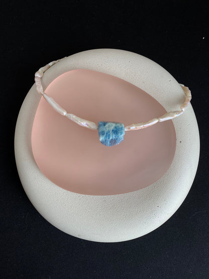 Aquamarine Nugget Pearl Necklace