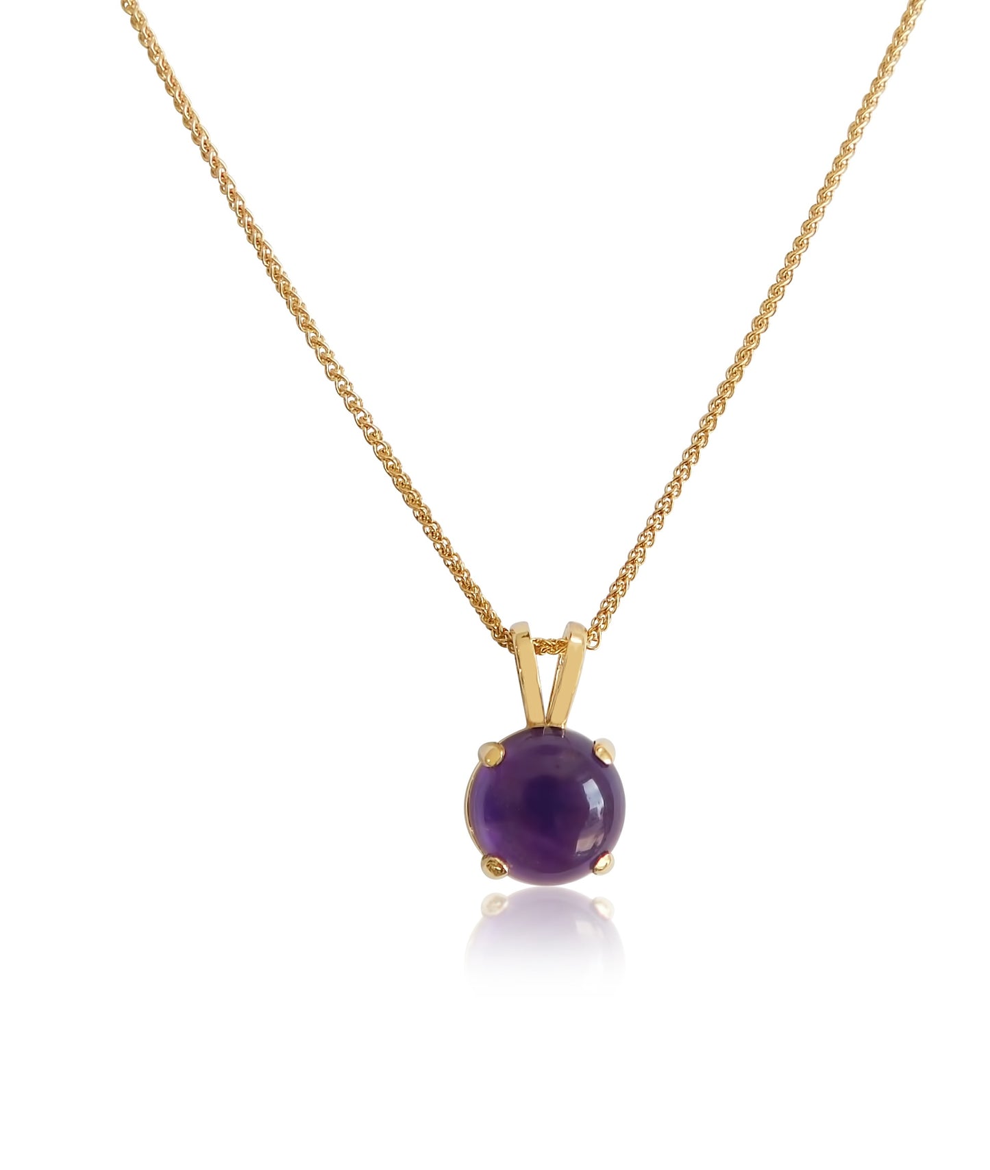 Amethyst Cabochon Pendant in Gold
