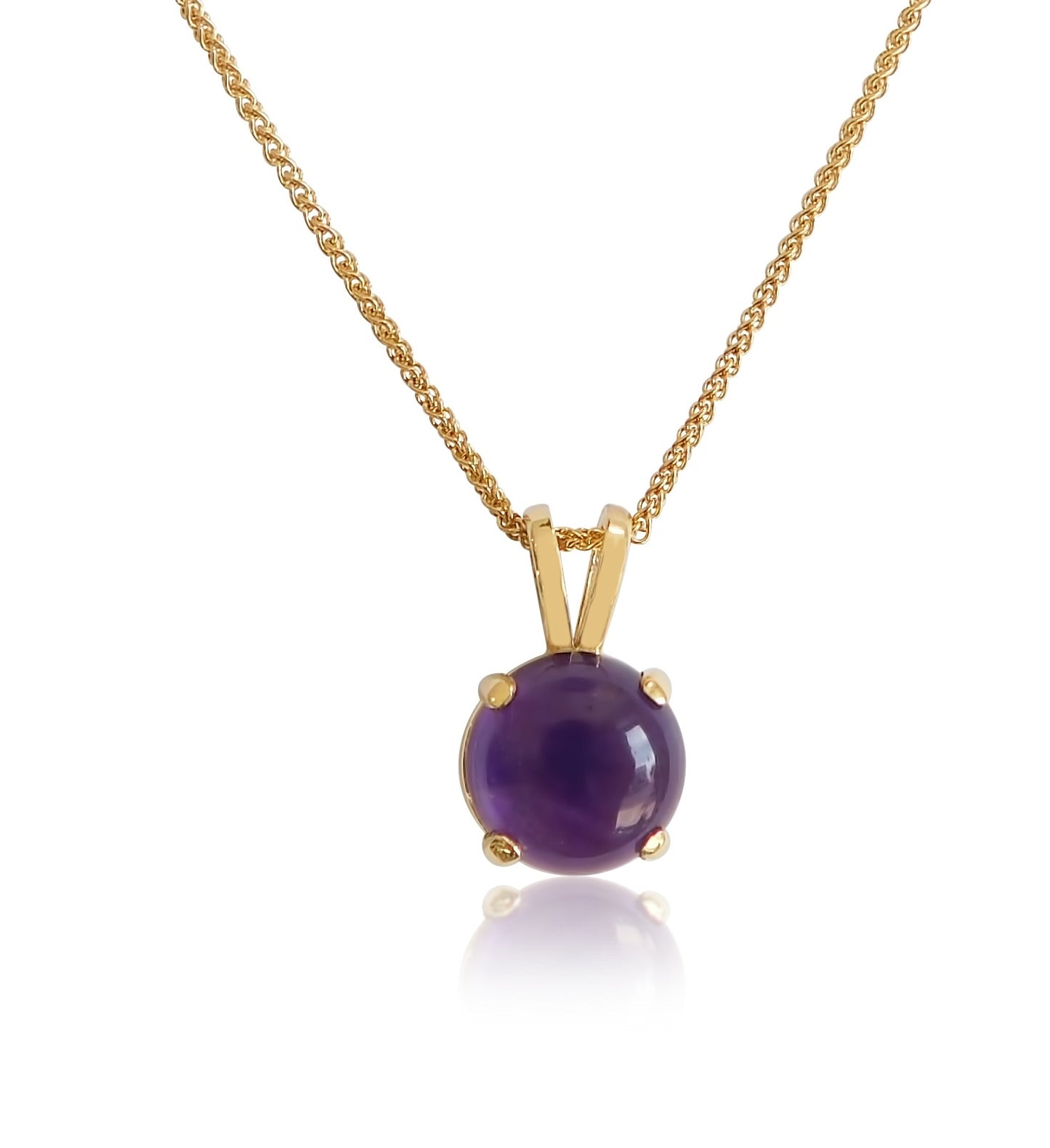 Amethyst Cabochon Pendant in Gold