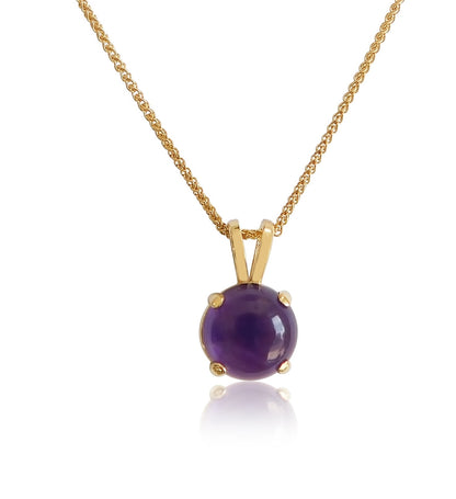 Amethyst Cabochon Pendant in Gold