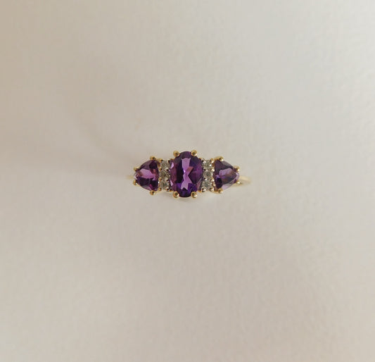 Amethyst Triple Stone Ring