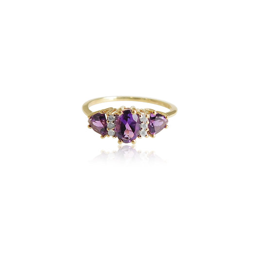 Amethyst Triple Stone Ring