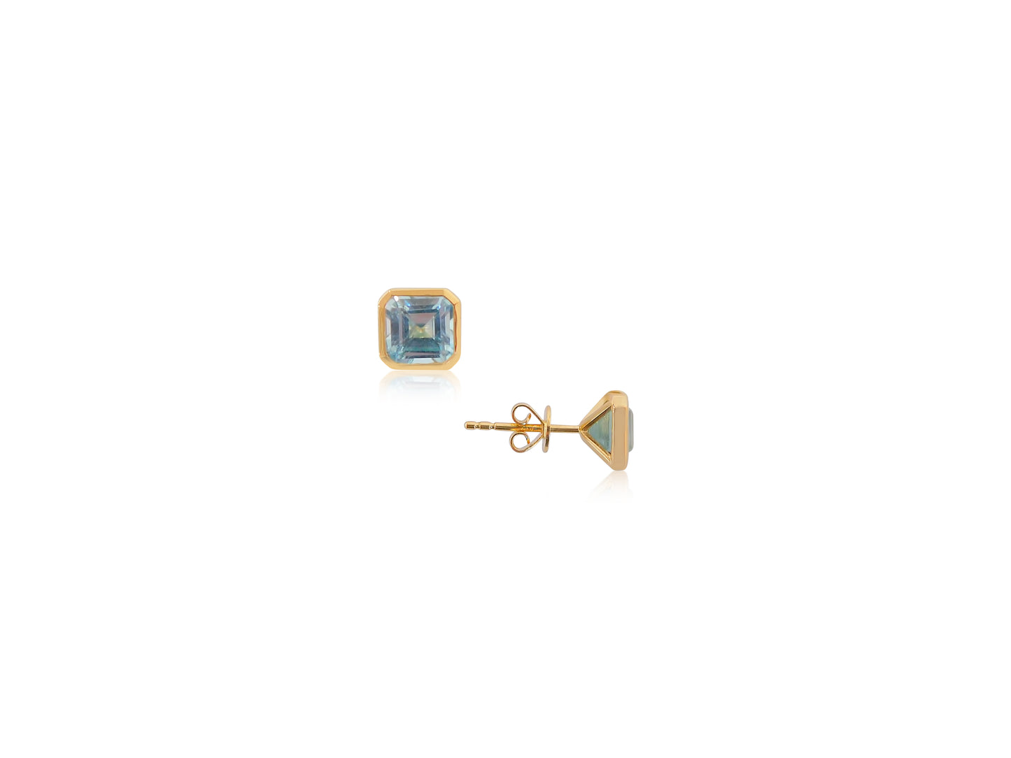 Aquamarine Square Stud Earrings