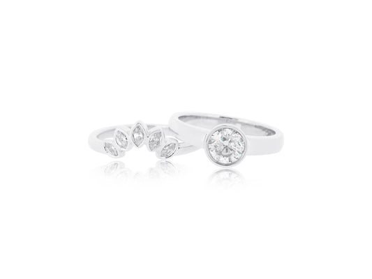 Starburst Bezel Diamond Wedding Set