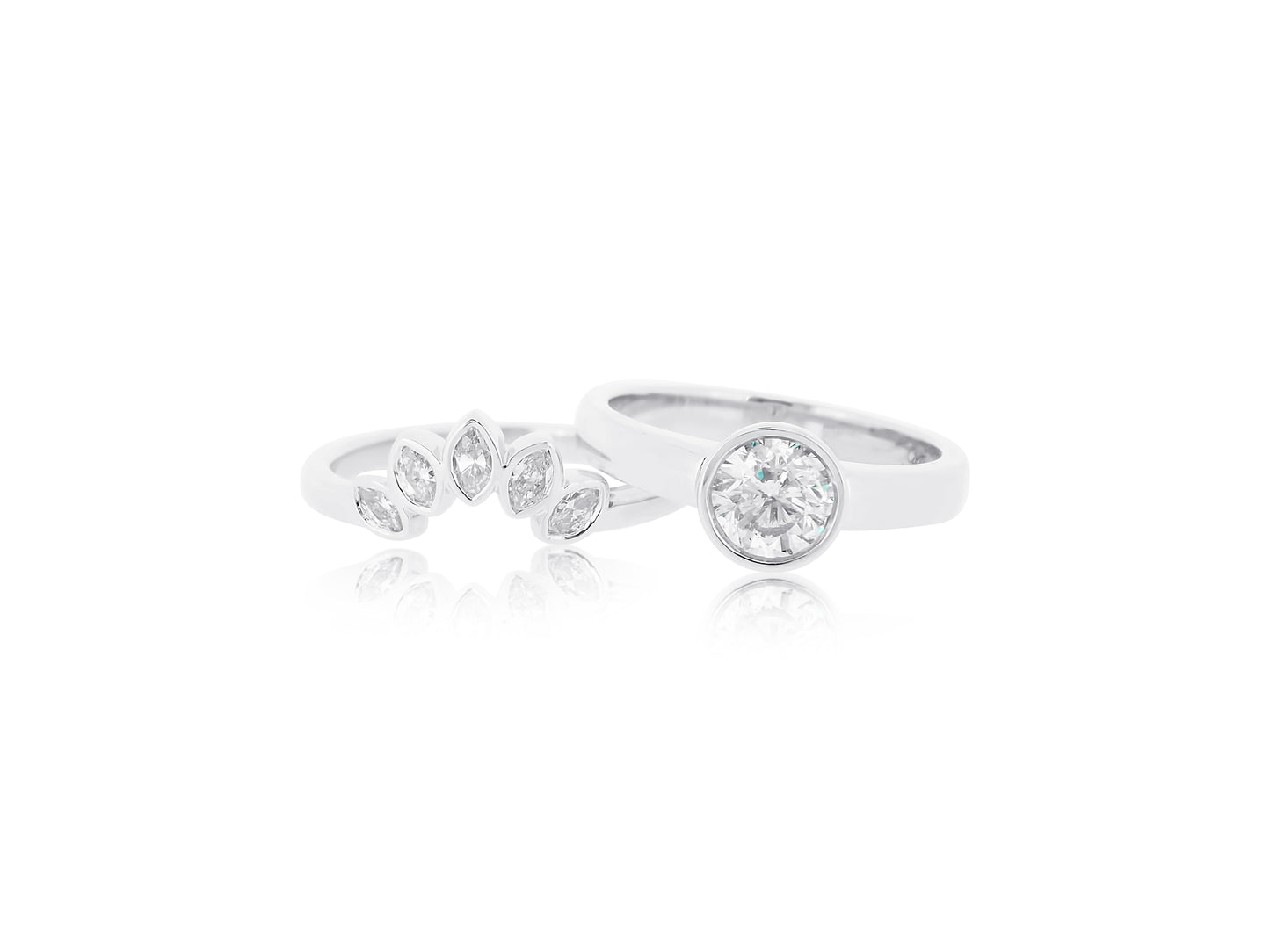 Starburst Bezel Diamond Wedding Set