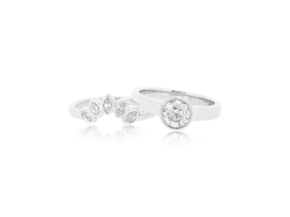 Starburst Bezel Diamond Wedding Set